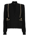 BALMAIN COLLARLESS CHAIN-TRIMMED CARDIGAN