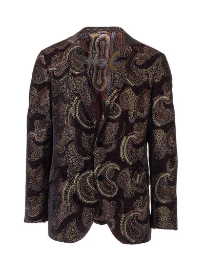 Etro Tailored Jacket With Carpet Print In Black