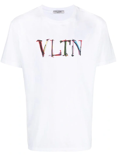 Valentino Vltn-print Cotton-jersey T-shirt In White | ModeSens