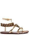 DOLCE & GABBANA CHAIN LINK-DETAILED LEATHER SANDALS