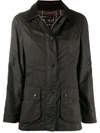 Barbour Brown Waxed Cotton Beadnell Jacket In Green