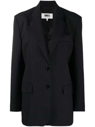 Mm6 Maison Margiela Striped Tailored Blazer In Blue