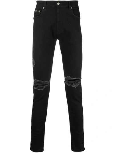 Represent Distressed Skinny-fit Jeans In Black