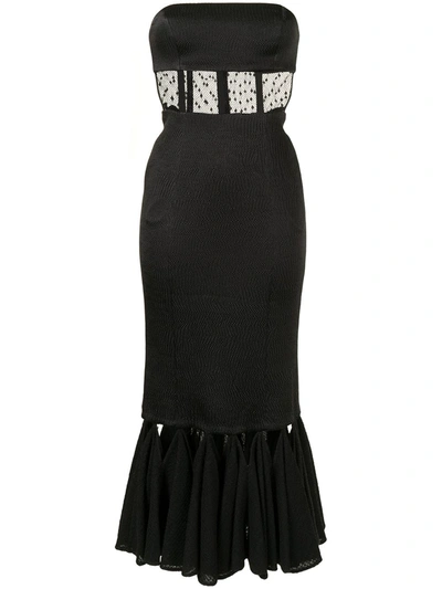 Alexis Verbena Cutout Dotted Tulle Midi Dress In Black