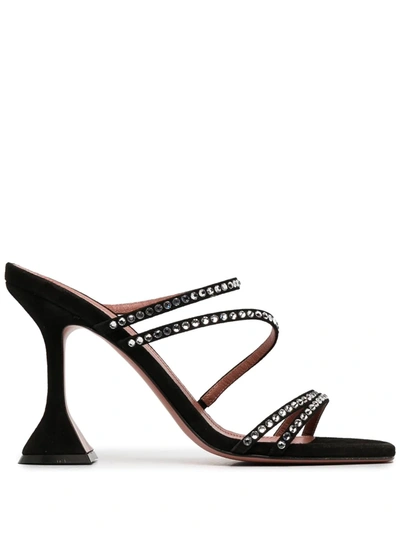 Amina Muaddi Naima Crystal-embellished Suede Sandals In Black