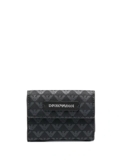 Emporio Armani Monogram-embossed Wallet In Black