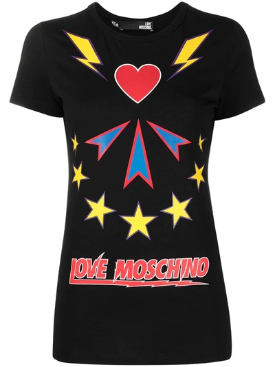 Love Moschino Logo Print T-shirt In Black