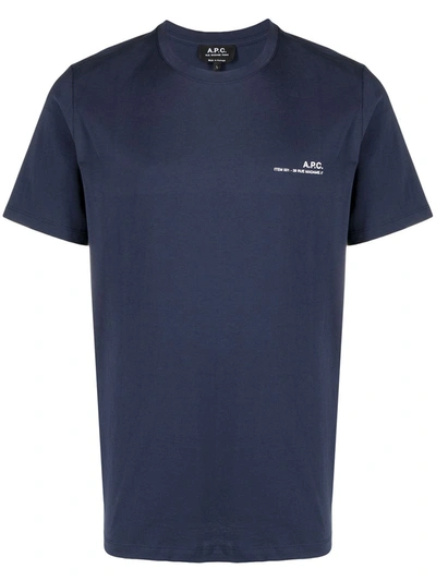 Apc Logo Print Short-sleeved T-shirt In Blue