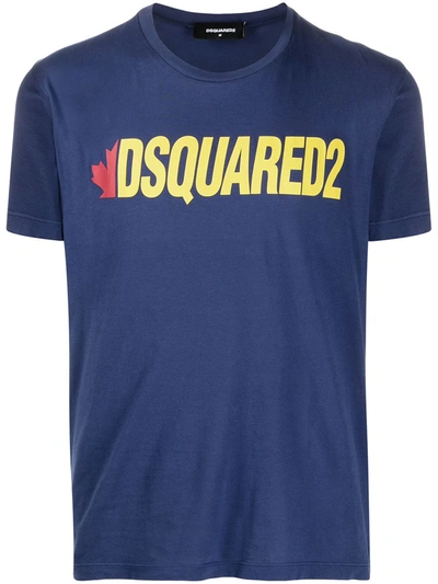Dsquared2 Logo Print Light Cotton Jersey T-shirt In Blue
