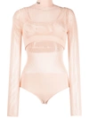 FENDI LAYERED-EFFECT MESH BODYSUIT