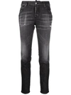Dsquared2 Distressed-effect Logo-patch Denim Jeans In Black
