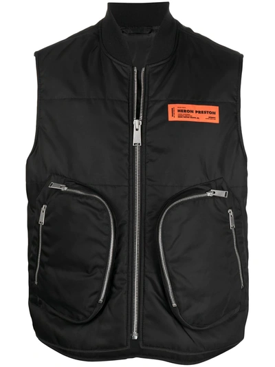 Heron Preston Multi-pocket Padded Gilet In Black