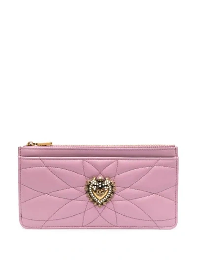 Dolce & Gabbana Devotion Zip-up Wallet In Pink