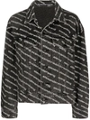 Alexander Wang Denim Jacket With All-over Logo In Black