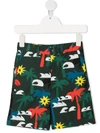 Stella Mccartney Palms Print Organic Cotton Shorts In Green
