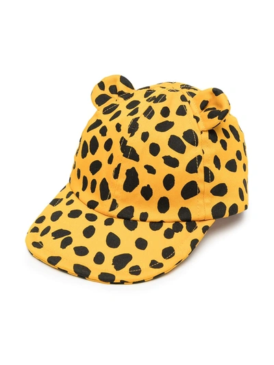 Stella Mccartney Babies' Cheetah Print Organic Cotton Canvas Hat In Orange