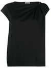 Brunello Cucinelli Sleeveless Top With Relaxed Fit And Satin In Black