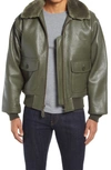 SCHOTT G-1 LEATHER BOMBER JACKET WITH GENUINE SHEARLING TRIM,G1SC