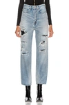 Balenciaga Ripped Detail Denim Jeans In Dirty Light Vintage Blue