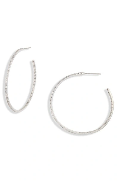 Nordstrom Pavé Classic 50mm Hoop Earrings In Clear- Silver