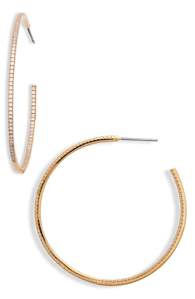 Nordstrom Pavé Classic 50mm Hoop Earrings In Clear- Gold