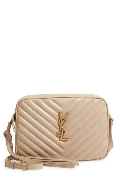 Saint Laurent Beige Lou Quilted Leather Camera Bag In Dark Beige