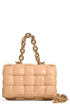 Bottega Veneta The Chain Cassette Padded Leather Shoulder Bag In Almond/ Gold