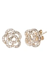 EF COLLECTION DIAMOND ROSE STUD EARRINGS,EF-14057-YG