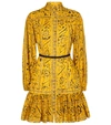 Zimmermann Lulu Belted Ruffled Printed Cotton Mini Dress In Yellow