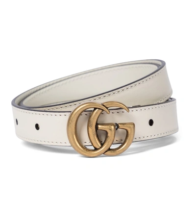 Gucci Gg Leather Belt In White