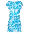 Melissa Odabash Keri Ruffle Tiered Print Coverup Dress In Blue