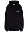 Balenciaga Logo Cotton Hoodie In Black