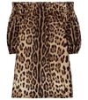 Dolce & Gabbana Leopard-print Cotton Poplin Blouse In Brown