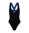 Off-white Logo Crisscross Strap One-piece Swimsuit In Black