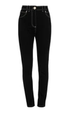 BALMAIN WOMEN'S TOP-STITCHED STRETCH HIGH-RISE SKINNY JEANS