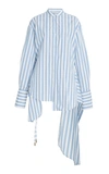 Monse Stripe Drawstring Asymmetrical Shirt In Stripe