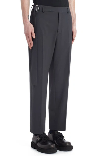 Valentino Belted Waist Straight Leg Pants In Gunmetal