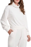 1.state Turtleneck Velour Top In Soft Ecru