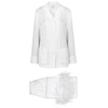 Sleeper Party Ostrich Feather-trim 2-piece Pajama Set In White