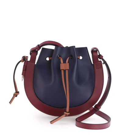 Loewe Small Horseshoe Colourblock Leather Saddle Bag In Midnight Blue/wine