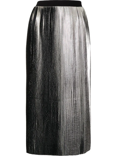 Agnès B. Metallic Pleated Skirts In Silver