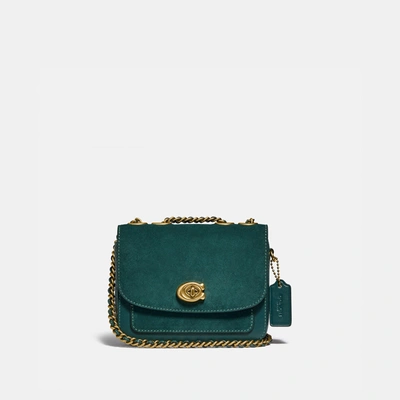 Coach Madison 16 Green Leather And Suede Cross-body Bag In Brass/forest