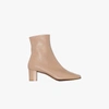 By Far Neutral Sofia 50 Leather Ankle Boots In Neutrals