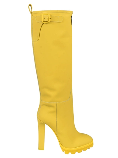Dsquared2 120mm Tank Rain Leather Tall Boots In Yellow