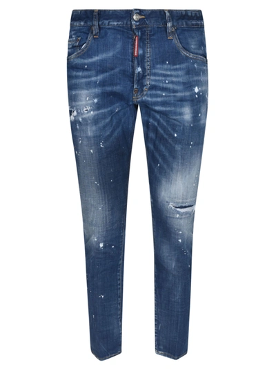 Dsquared2 Distressed Cropped Jeans In Blue