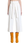 RED VALENTINO PANTS IN WHITE COTTON,11651790