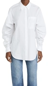 3.1 Phillip Lim Long Sleeve Shirt With Gathered Sleeves In Optic White