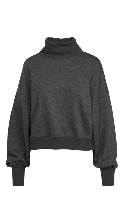 Z Supply Ellis Mock Pullover Sweatshirt In Charcoal