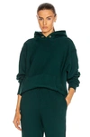 Les Tien Cropped Cotton Sweatshirt Hoodie In Green