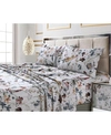 Tribeca Living Amalfi Printed 300 Tc Cotton Sateen Extra Deep Pocket Queen Sheet Set Bedding In Deep Red